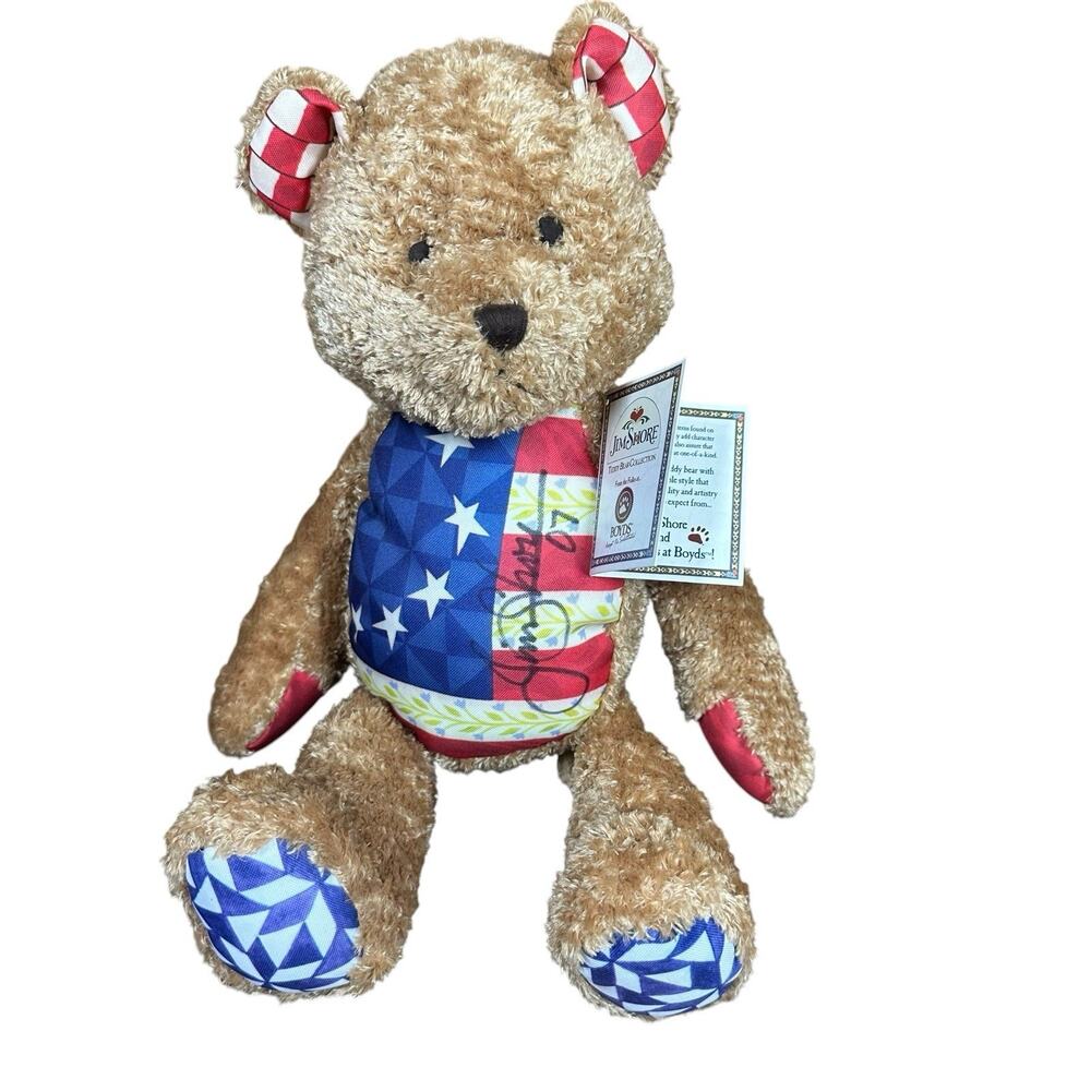 Jim Shore Teddy Bear Collection Plush 14" American Flag Boyds 4th of July Signed